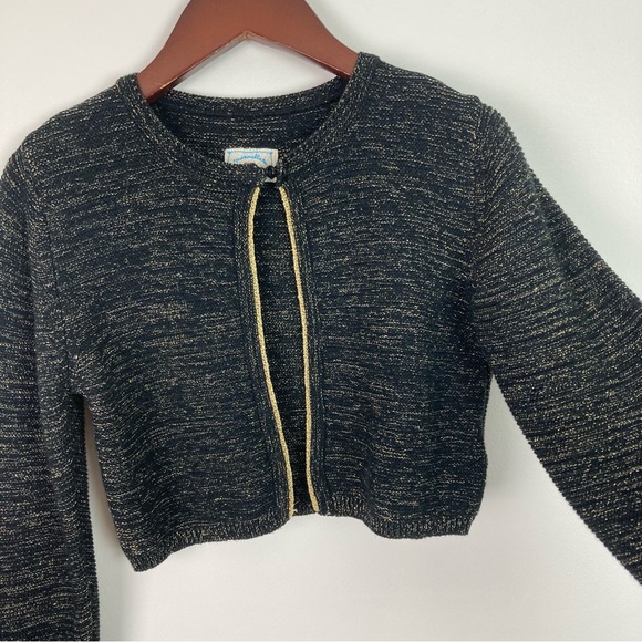Marmellata Black Metallic Cropped Cardigan Girls 12 - Picture 6 of 10